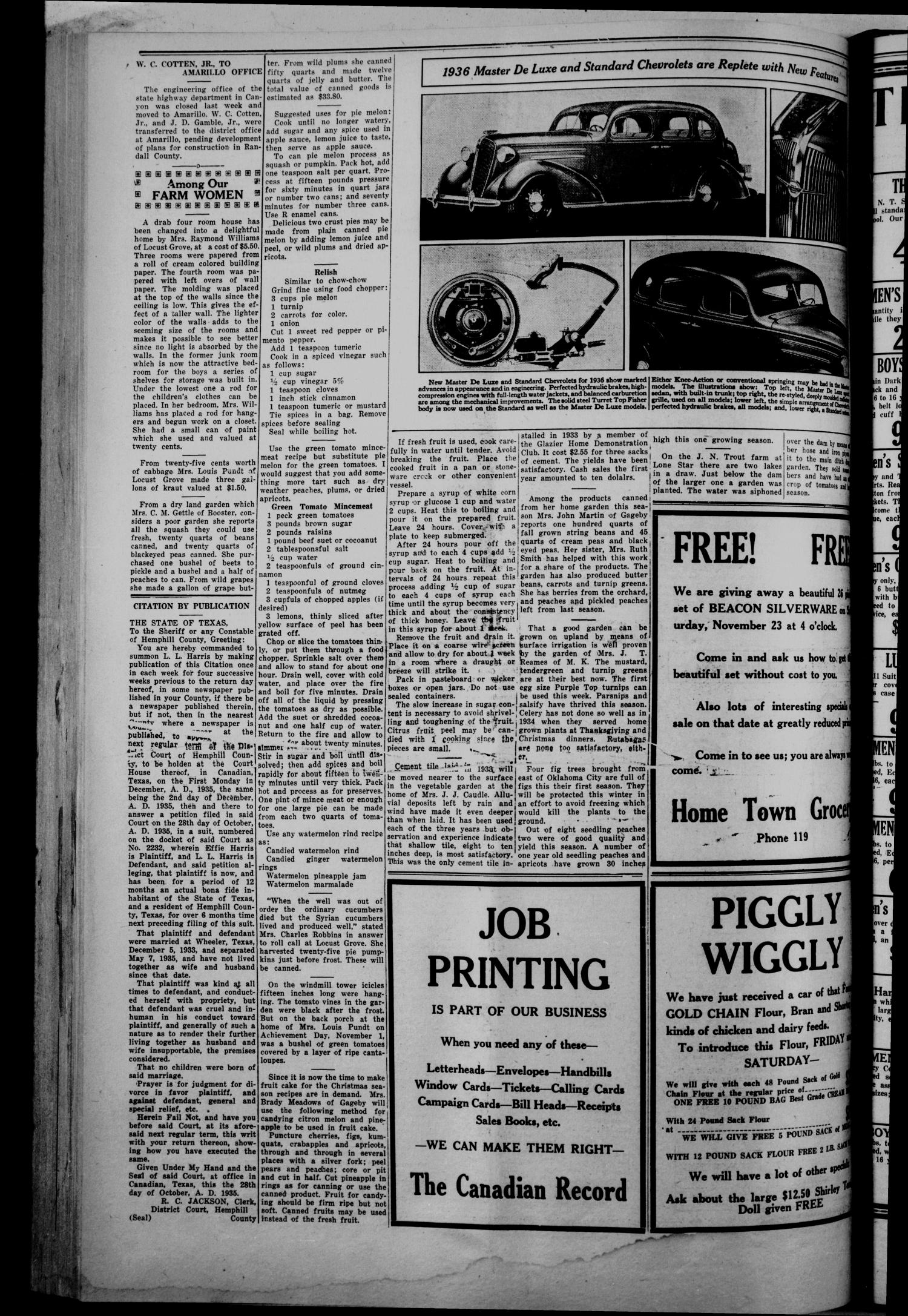 The Canadian Record (Canadian, Tex.), Vol. 45, No. 48, Ed. 1  Thursday, November 14, 1935
                                                
                                                    [Sequence #]: 4 of 8
                                                