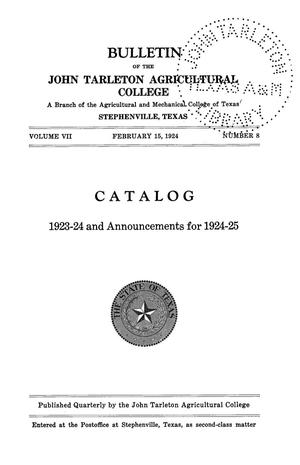 Primary view of object titled 'Catalog of John Tarleton Agricultural College, 1923-24'.