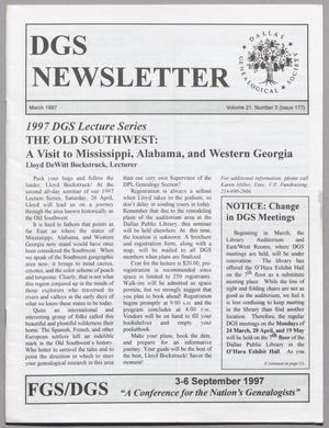 DGS Newsletter, Volume 21, Number 3, March 1997