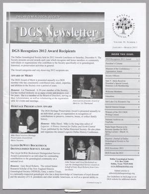 Primary view of object titled 'DGS Newsletter, Volume 39, Number 1, January-March 2013'.