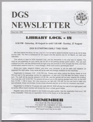 Primary view of object titled 'DGS Newsletter, Volume 24, Number 6, June/July 2000'.