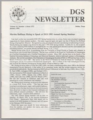 DGS Newsletter, Volume 16, Number 1, January 1992