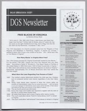 Primary view of object titled 'DGS Newsletter, Volume 28, Number 7, August 2004'.