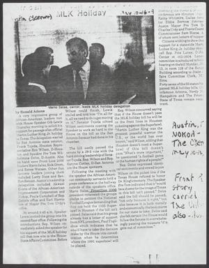 Primary view of object titled '[Clipping: African American [..] MLK Holiday]'.