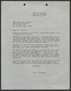 [Letter from John W. Stanford to Maury Maverick, Jr., December 4, 1964]