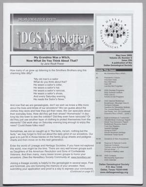 Primary view of object titled 'DGS Newsletter, Volume 29, Number 5, May-June 2005'.