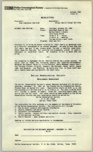 DGS Newsletter, Number 73, October 1984