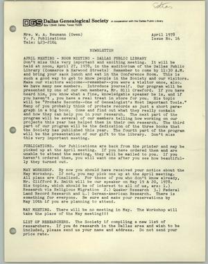 DGS Newsletter, Number 16, April 1978