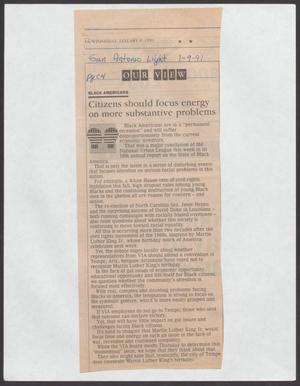 Primary view of object titled '[Clipping: Citizens should focus energy on more substantive problems]'.