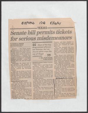 [Clipping: Senate bill permits tickets for serious misdemeanors]