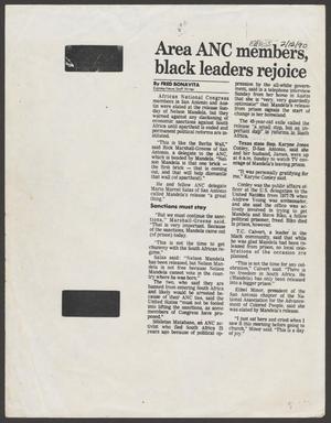 Primary view of object titled '[Clipping: Area ANC members, black leaders rejoice]'.