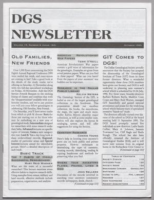 Primary view of object titled 'DGS Newsletter, Volume 19, Number 6, October 1995'.