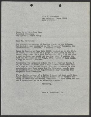 [Letter from John W. Stanford, Jr. to Maury Maverick, Jr., July 25, 1964]