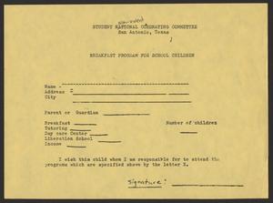 Primary view of object titled '[Permission Slip for Student Nonviolent Coordinating Committee Programs]'.