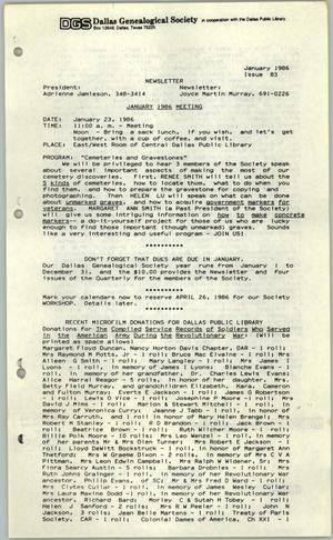 DGS Newsletter, Number 93, January 1986