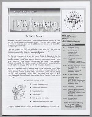 Primary view of object titled 'DGS Newsletter, Volume 32, Number 3, March 2007'.