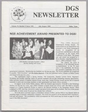 Primary view of object titled 'DGS Newsletter, Volume 18, Number 4, July-August 1994'.