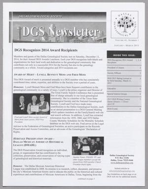 Primary view of object titled 'DGS Newsletter, Volume 41, Number 1, January-March 2015'.