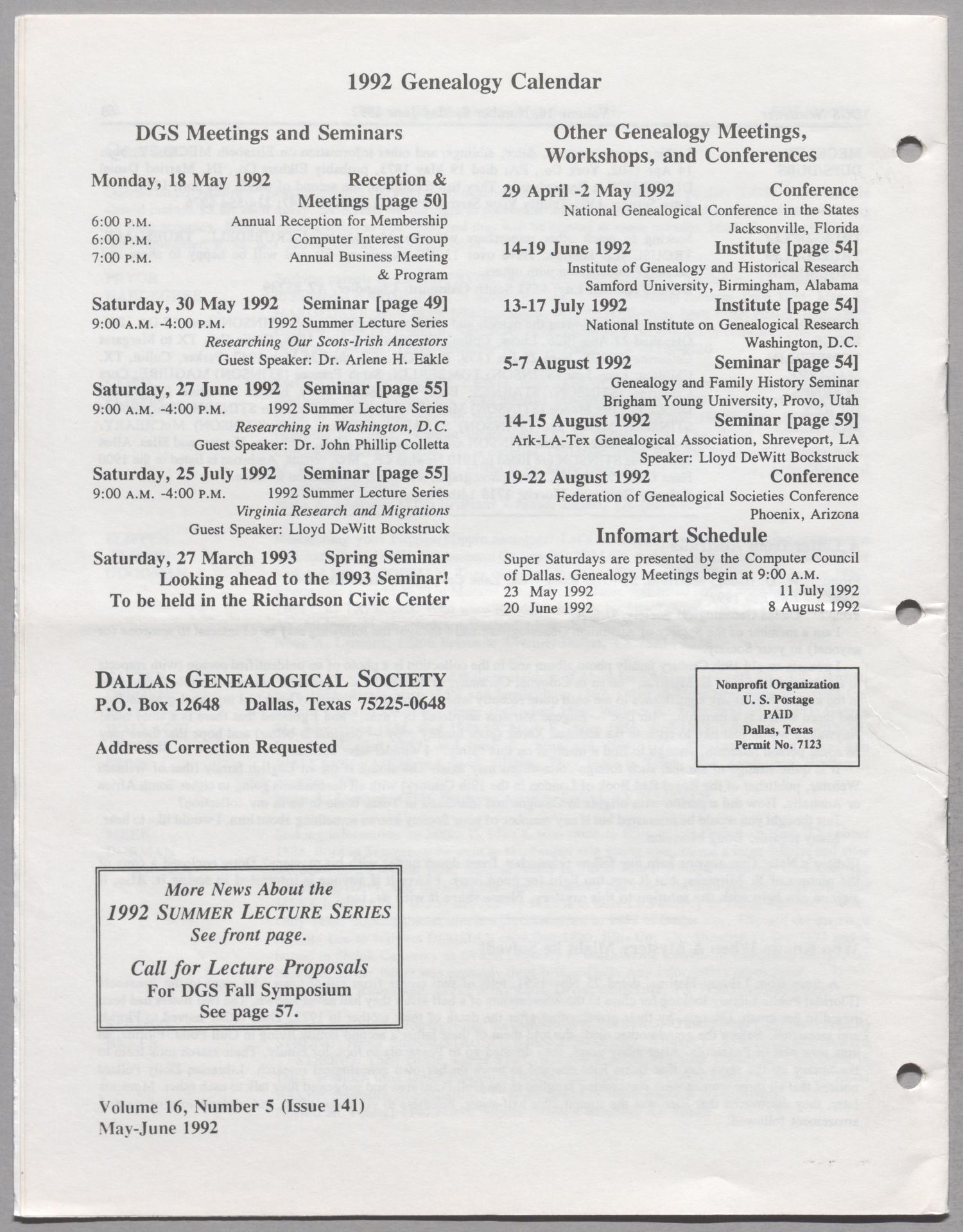 DGS Newsletter, Volume 16, Number 5, May-June 1992
                                                
                                                    64
                                                