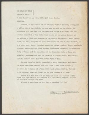 [Search Warrant for John W. Stanford, Jr.'s Residence]