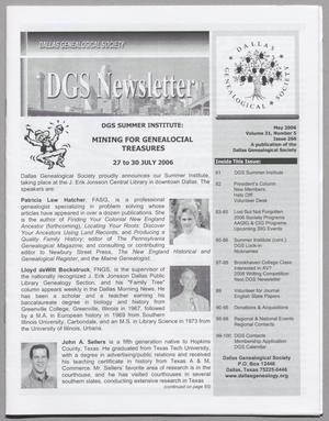 Primary view of object titled 'DGS Newsletter, Volume 31, Number 5, May 2006'.