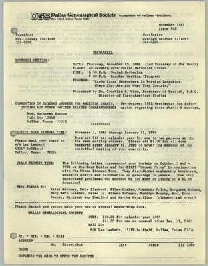 Primary view of object titled 'DGS Newsletter, Number 48, November 1981'.
