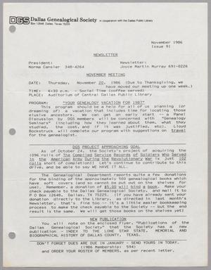 DGS Newsletter, Number 91, November 1986
