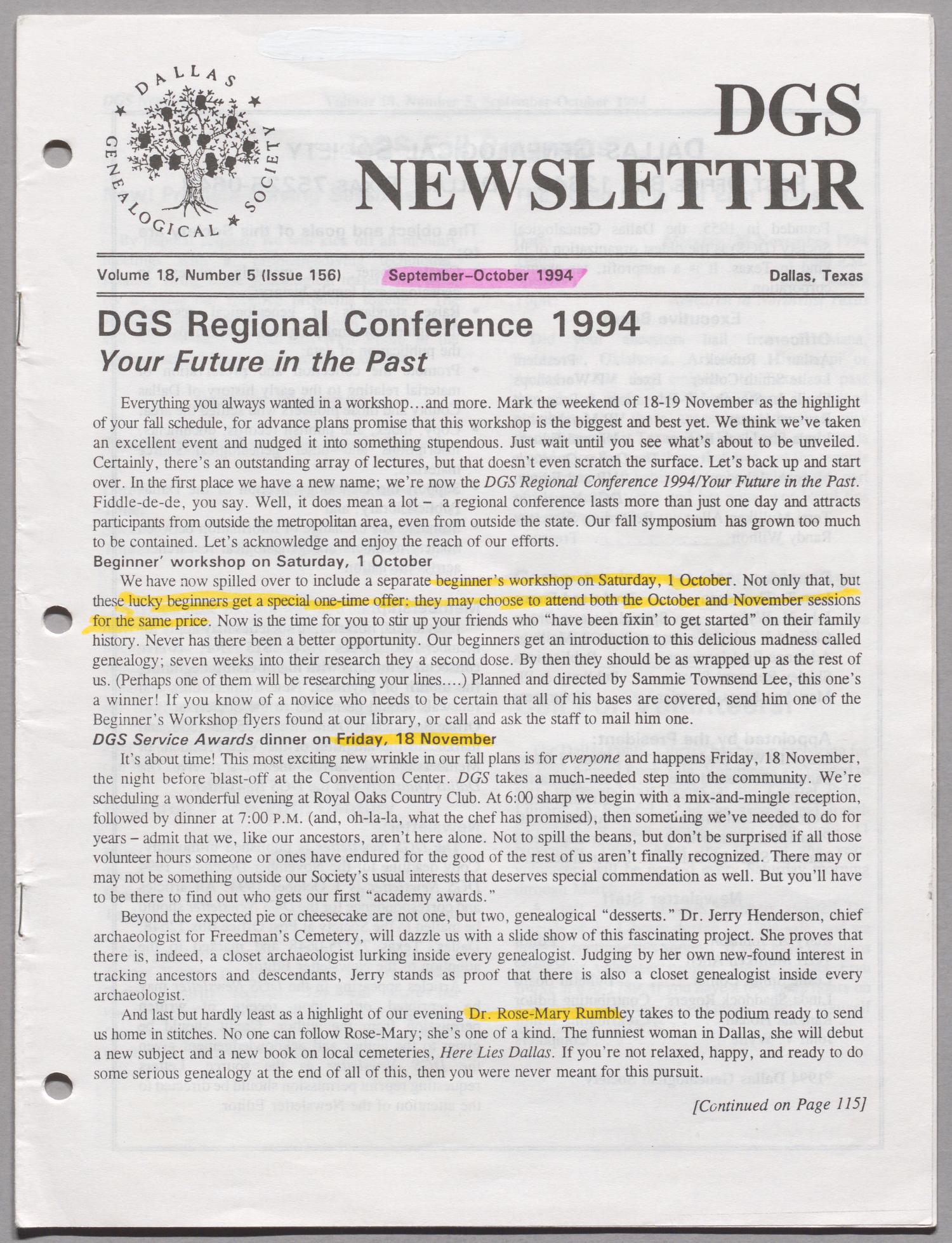 DGS Newsletter, Volume 18, Number 5, September-October 1994
                                                
                                                    97
                                                