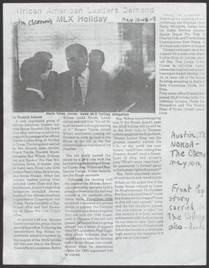 [Clipping: African American Leaders Demand MLK Holiday]