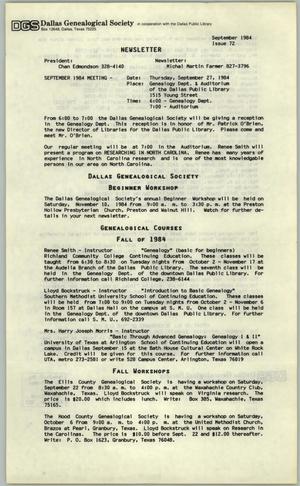 DGS Newsletter, Number 72, September 1984
