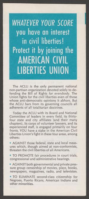 Primary view of object titled '[Brochure for the American Civil Liberties Union]'.