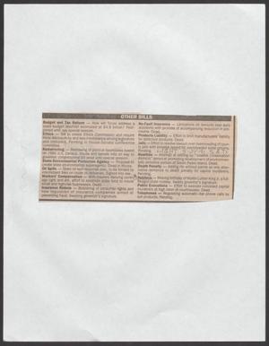 Primary view of object titled '[Clipping: Other Bills]'.