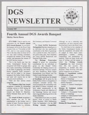 Primary view of object titled 'DGS Newsletter, Volume 21, Number 9, October 1997'.