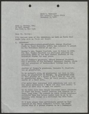 [Letter from John W. Stanford to John J. McAvoy, November 2, 1964]