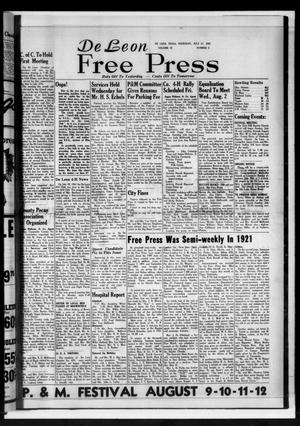 Primary view of object titled 'De Leon Free Press (De Leon, Tex.), Vol. 72, No. 5, Ed. 1 Thursday, July 27, 1961'.