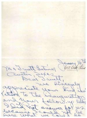 [Letter to Truett Latimer Declining his Request to Attend an Inauguration]