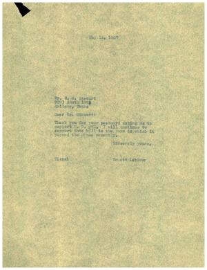 [Letter from Truett Latimer to R. W. Stewart, May 14, 1957]