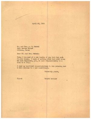 [Letter from Truett Latimer to Mr. and Mrs. A. R. Wetsel, April 26, 1955]