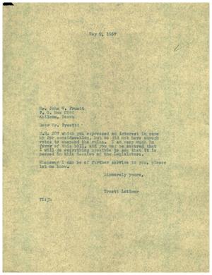 [Letter from Truett Latimer to John W. Pruett, May 2, 1957]