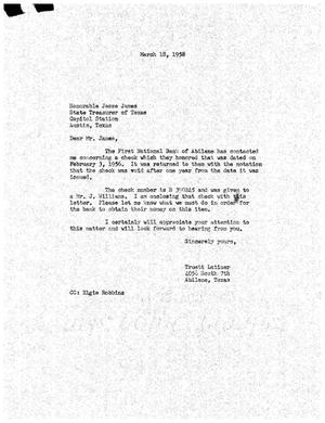 [Letter from Truett Latimer to Jesse James, March 18, 1955]