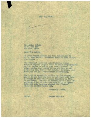 [Letter from Truett Latimer to Allen Wright, May 14, 1957]