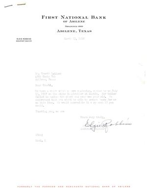 [Letter from Elgie Robbins to Truett Latimer, March 13, 1958]