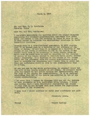 [Letter from Truett Latimer to Mr. and Mrs. W. H. VanCleave, March 6, 1957]
