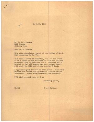 [Letter from Truett Latimer to H. D. Wilkerson, March 23, 1955]