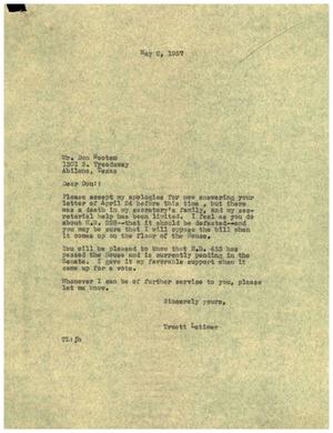 [Letter from Truett Latimer to Don Wooten, May 2, 1957]