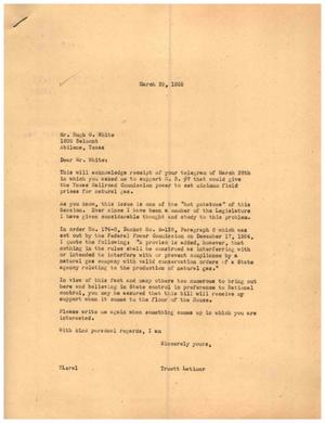 [Letter from Truett Latimer to Hugh G. White, March 29, 1955]