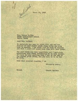 [Letter from Truett Latimer to Mrs. Horace Bailey, March 15, 1957]