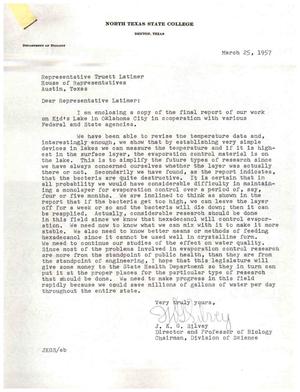 [Letter from J. K. G. Silvey to Truett Latimer, March 25, 1957]