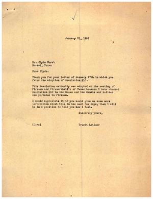 [Letter from Truett Latimer to Clyde Wurst, January 31, 1955]