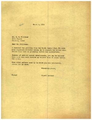 [Letter from Truett Latimer to C. R. Williams, March 8, 1955]